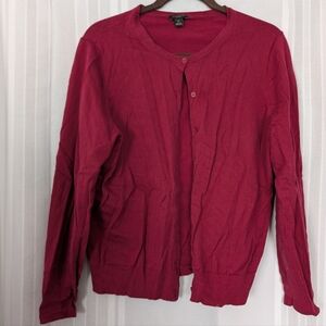 Ann Taylor Red Button-Up Cardigan